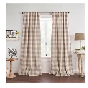 Plaid Blackout Window Curtain - Tan and Cream